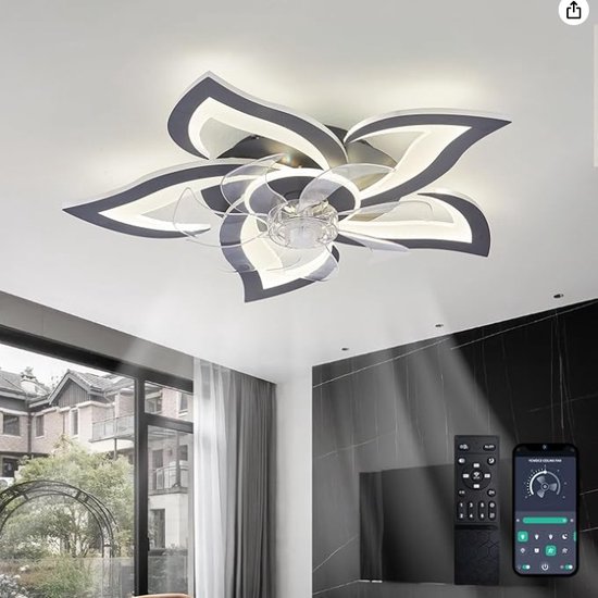 Pssopp LED-plafondventilatorset ronde LED-lamp 5,3 inch modulaire