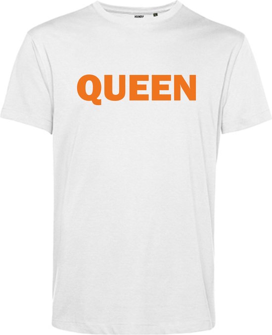 T-shirt Queen | Koningsdag kleding | Oranje Shirt | Wit | maat M
