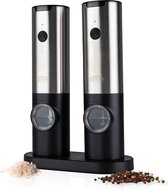 Nimma Elektrische Peper en Zoutmolen - Set - Incl Borstel en Oplaadstation - Elektrische Kruidenmolen - USB-C - Zwart