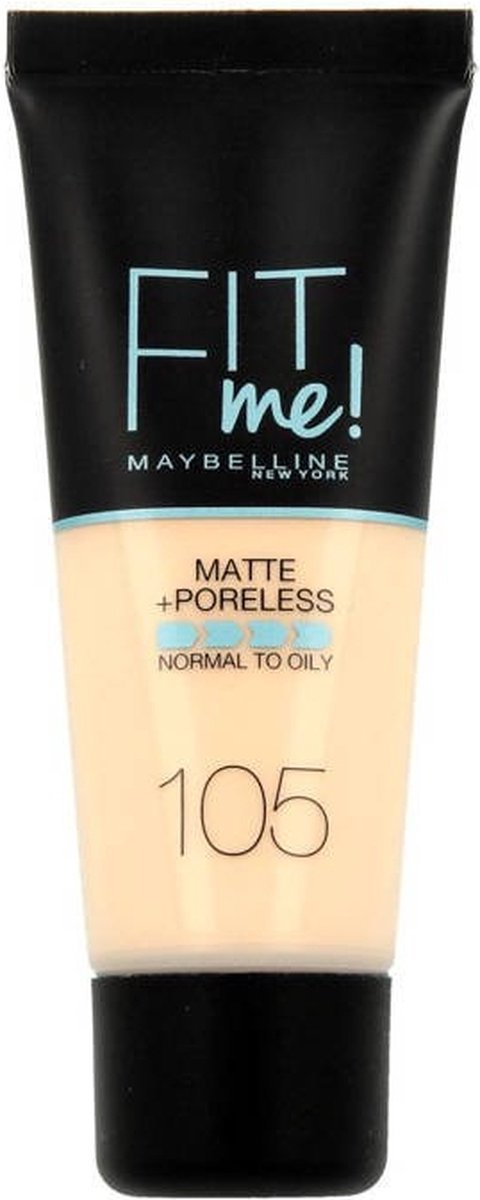 Maybelline New York - Fit Me Matte + Poreless Foundation - 105 Natural Ivory - Medium Dekkende Foundation met Matte Finish voor de Normale tot Vette Huid - 30 ml - Maybelline