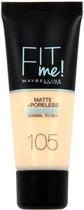 Maybelline New York - Fit Me Matte + Poreless Foundation - 105 Natural Ivory - Medium Dekkende Foundation met Matte Finish voor de Normale tot Vette Huid - 30 ml