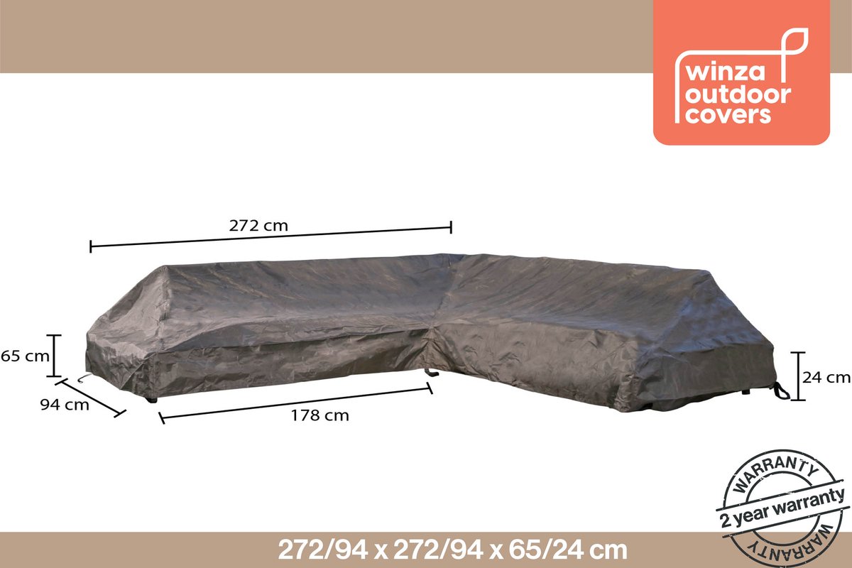 Winza Outdoor Covers Premium - beschermhoes loungeset plateau 272 - Hoekbank - Afmeting : 272/94x272/94x65/24 cm - 2 jaar garantie Antraciet