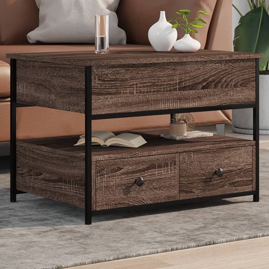 VidaXL Salontafel 100x50x45 cm bewerkt hout en metaal zwart