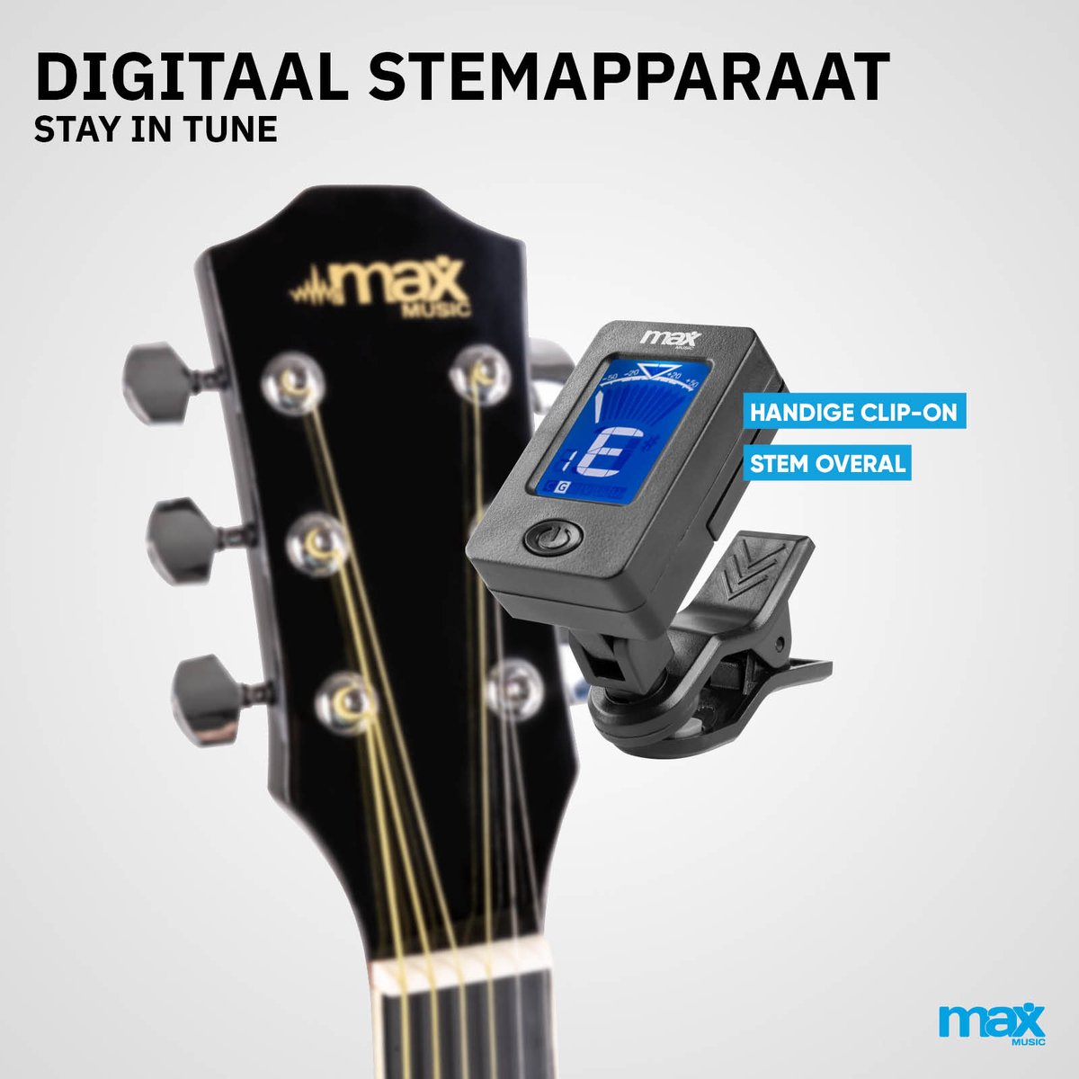 Akoestische Gitaar Starterset - MAX SoloArt - Met Klassieke Gitaar/Spaanse Gitaar, gitaarstandaard, voetsteun, gitaar stemapparaat, gitaartas en accessoires - Blauw