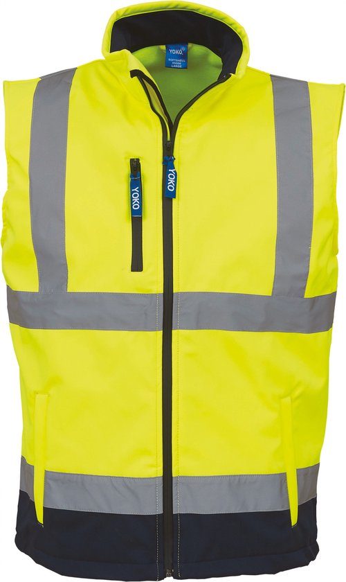 Fluo Softshell Bodywarmer - Fluo Yellow/Navy - XL - Yoko