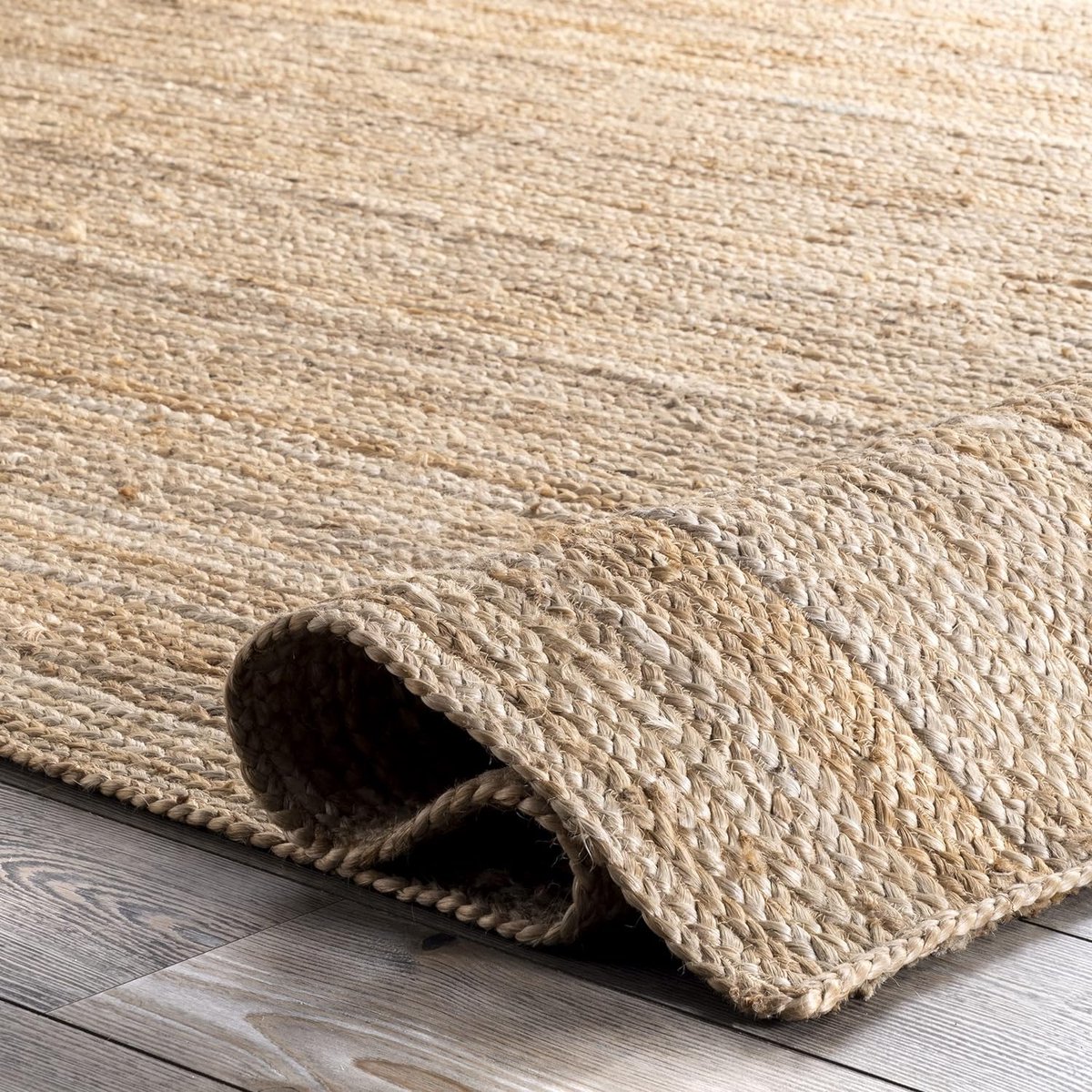 Vloerkleed met ruche-rand gevlochten rond 120 cm jute