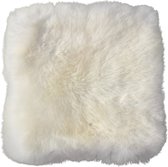 Donja-HD stoelkussen-100% echt schapenvacht-vierkant-ca 40-40cm Offwhite-Ivoor wol kleur