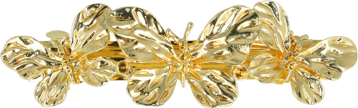 Haarsoires Haarspeld Patentspeld 7cm - Vlindervorm – Metaal - Ribbel – Goud - Haarspelden voor Dames - Haarklem - Haarclip - Haaraccessoires - Hair Clip - Decoratieve Haaraccessoire