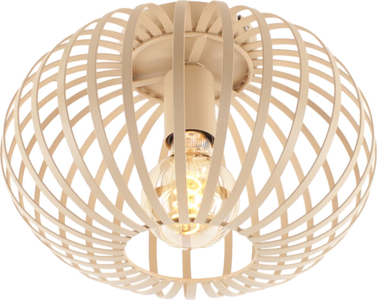 Plafonniere - Balloon - E27 - Beige - Zand - Metaal - Ø 30 cm - Plafondlamp