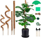 4 stuks Monstera Trellis, 70 cm + 120 cm Plant Stick Kokosnoot Flexibele Moss Stick Monstera Trellis met accessoires, Natuurlijke Kokosstok voor planten, Buigbare plantensteun voor klimplantengroei