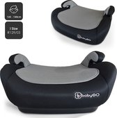 BabyGO autostoel Booster iSize - Zitverhoger - Stoelverhoger - Autogordel bevestiging - Zwart Melange (voor kinderen van 125 - 150cm)