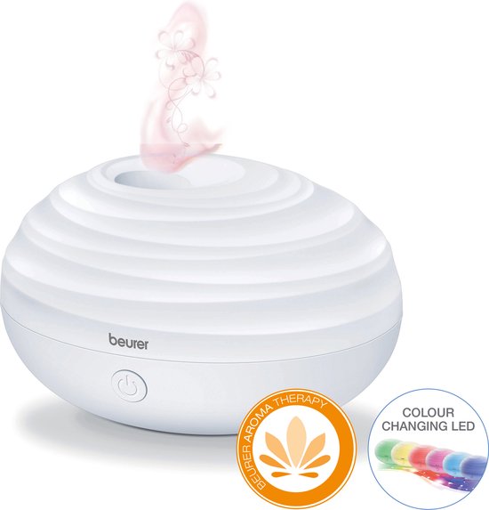 Foto: Beurer la 20 aroma diffuser luchtbevochtiger ultrasoon ruimtes tot 10m2 gekleurde led verlichting automatische uitschakeling incl netadapter 3 jaar garantie