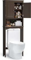 Bealife AP12 Toiletkast Badkamer - Donkerbruine Toiletplank - Toiletkast Badkamer - Ruimtebesparend over de wasmachine - Badkamerrekken - Massaopbergruimte -60 X 23 X 168 cm