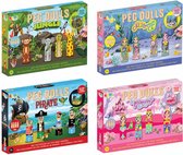 Joya Creative Peg Dolls 4-in-1 Thema Set - Prinsessen, Zeemeerminnen, Piraten, Jungle - Knutselset met Houten Poppetjes - Kegelpoppetjes