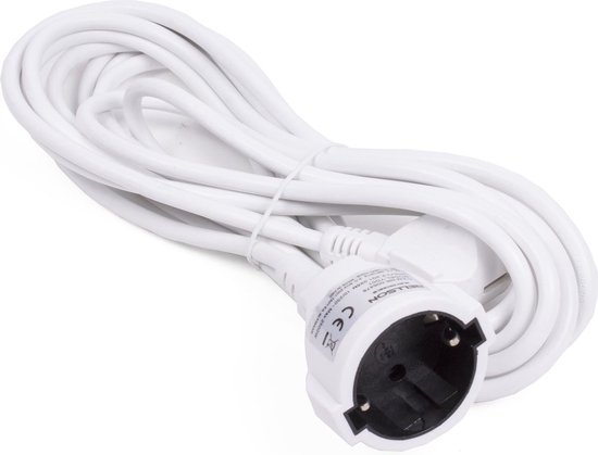 Benson Verlengsnoer - 1 Voudig - Randaarde - 5 meter - Wit | bol