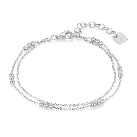 Twice As Nice Armband in zilver, dubbele ketting 16 cm+3 cm