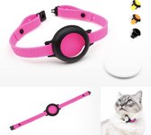 Kattenhalsband Nemo voor de AirTag*, veilig, licht, comfortabel, halsband voor katten met veiligheidssluiting, compatibel met de Apple AirTag, siliconen band, roze (neon pink)