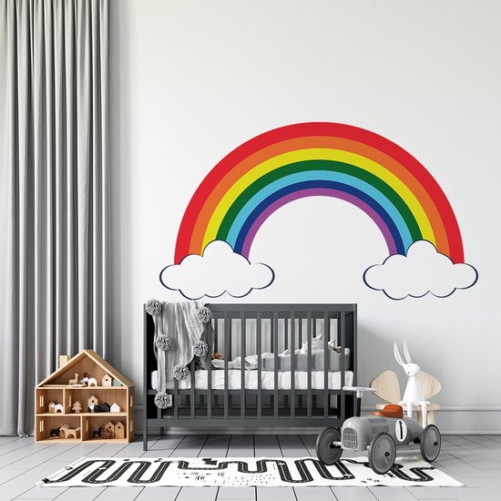 Muursticker Regenboog - 50 x 27 cm - 50 x 27 cm - baby en kinderkamer - muursticker regenboog baby en kinderkamer alle