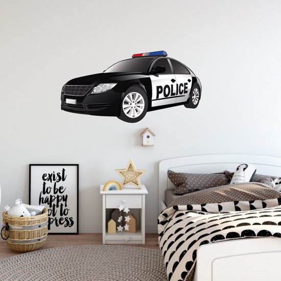 Muursticker Politie Auto - 120 x 61 cm - 120 x 61 cm - baby en kinderkamer - voertuig baby en kinderkamer alle