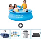 Intex Rond Opblaasbaar Easy Set Zwembad - 183 x 51 cm - Blauw - Walvis - Inclusief Solarzeil - Onderhoudspakket - Zwembadfilterpomp - Solar Mat