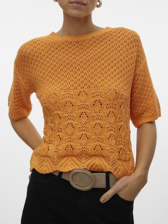 Vero Moda Trui Vmlillie Ss O-neck Short Pullover B 10300191 Tangerine Dames Maat - XL