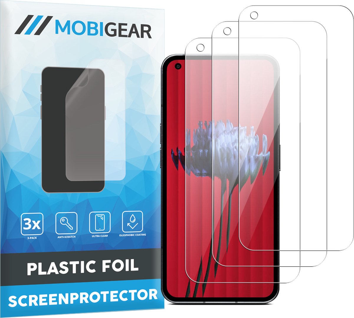 Mobigear Screenprotector geschikt voor Nothing Phone (1) | Mobigear Screenprotector Folie - Case Friendly (3-Pack)