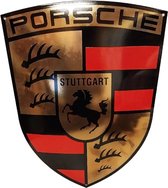 Plaque émaillée avec logo Porsche avec placage en or 14 carats - 45 x 35 cm