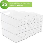 Box me - Koelkast organizer - 9 stuks - Gootsteenkast - Keukenkast - Plastic bakjes