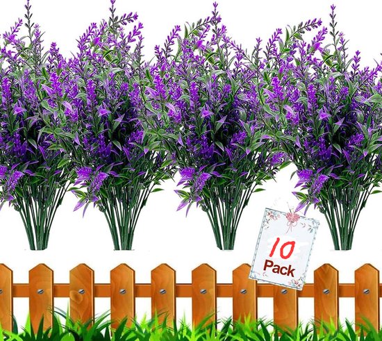 10 bundels buiten kunstbloemen UV-bestendig kunstbuxusplanten, namaak groen voor binnen en buiten hangende planten voor tuin, veranda, venster doos, thuisbruiloft, boerderijdecor