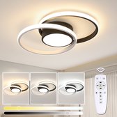 Delaveek-Double Circle LED Aluminium Plafondlamp -40W - Traploos Dimbaar - met afstandsbediening-Dia 40cm