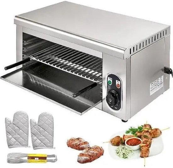 ShopDeal® – Vevor – Oven – Elektrische Oven – Roestvrij Staal – Grill – Pizza Oven – Kip – Keuken – 2kw – 60.9 x 30.4 x 26.6