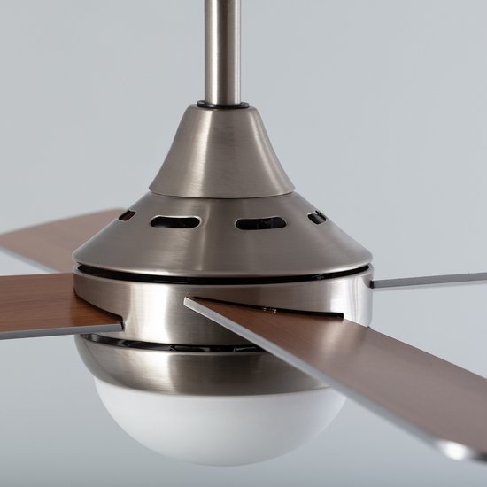 Plafondventilator Armin met verlichting - Ø132cm - 6 snelheden- Afstandsbediening - Nickel