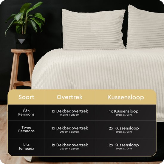 Sleeptime Teddy Rib Dekbedovertrek - 200X200/220 + 2 x kussenslopen 60x70 - Creme — afbeelding 4