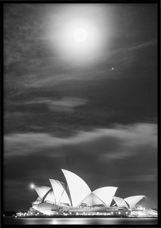 Affiche Opéra de Sydney noir et blanc - Poster nature - 30x40 cm - Hors cadre - WALLLL