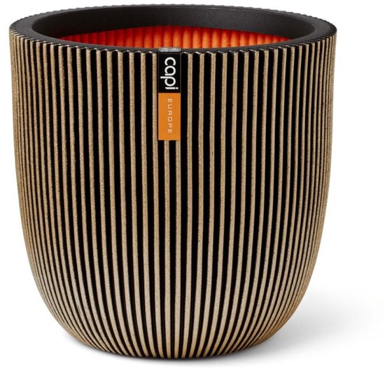 Capi Europe - Bloempot bol Groove NL - 43x41 - Goud - Opening Ø35 - Bloempot voor binnen en buiten - Levenslang garantie - Breukbestendig - 100% Recyclebaar - CO2 Neutraal geproduceerd - KGVGB933
