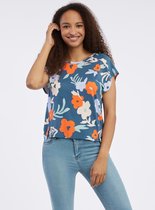Ragwear dames shirt - shirt dames - Grateen - petrol print - korte mouwen - maat XL