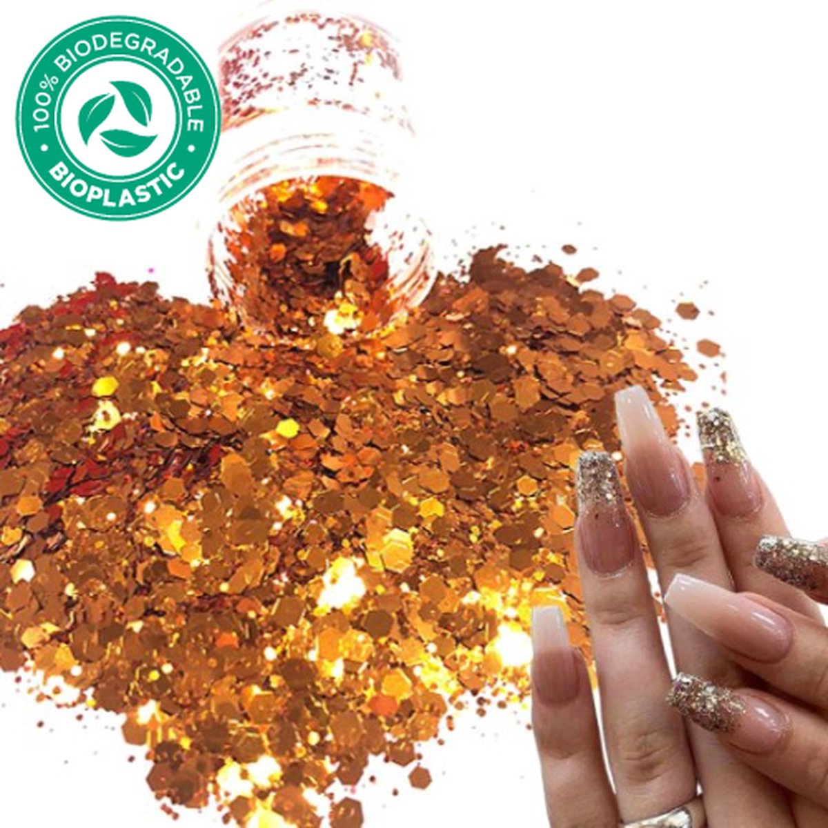 Goedkoopste Chunky Glitters (Oranje) [Volume 8g - Festival Glitter Outfit Nagel Decoratie Versiering - Manicure Kunstnagels Nepnagels Acryl Nagels - Kinderen Volwassenen Dames Glitters]