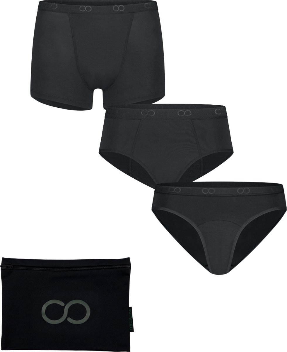 Moodies menstruatie & incontinentie ondergoed - bundel bamboe - 3 stuks - dames - zwart - maat XXL - period underwear