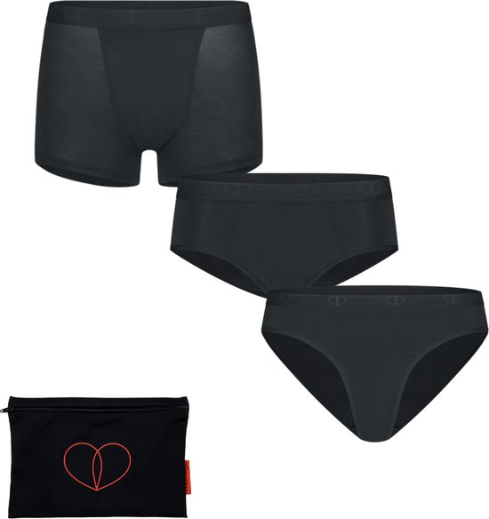 Moodies menstruatie ondergoed (meiden) - bundel bamboe - 3 stuks - meiden - zwart - maat XS (152-158) - period underwear