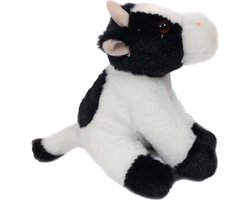 Pia Toys Knuffeldier Koe - zachte pluche stof - premium kwaliteit knuffels - wit/zwart - 12 cm - Koeien