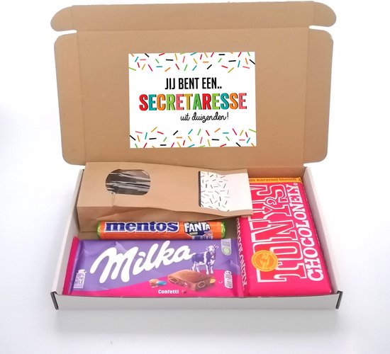 Secretaressedag cadeau - cadeautje secretaresse - brievenbus cadeau chocolade - Jij bent een secretaresse uit duizenden - Lekker & Zoet