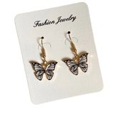 Oorbellen dames vlinder - Wit - Oorbellen meisje - Oorbellen met vlinder hanger - Vriendschap - Vriendschapsoorbellen - Vlinder oorbellen zilver kleurig staal - Vlinder sieraden - Wit