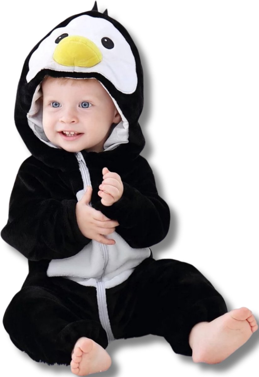 Pinguin Baby Dieren romper Verkleedpak – Peuter CarnavalKostuum – Onesie Kinderen 6 maanden tot 2 jaar – Flanel – Voor Kerstmis, Sinterklaas Cadeau – Jongen & Meisjes - Jumpsuit – Pyjama of Boxpak – Kruippak – Perfect kraamCadeau – Animal