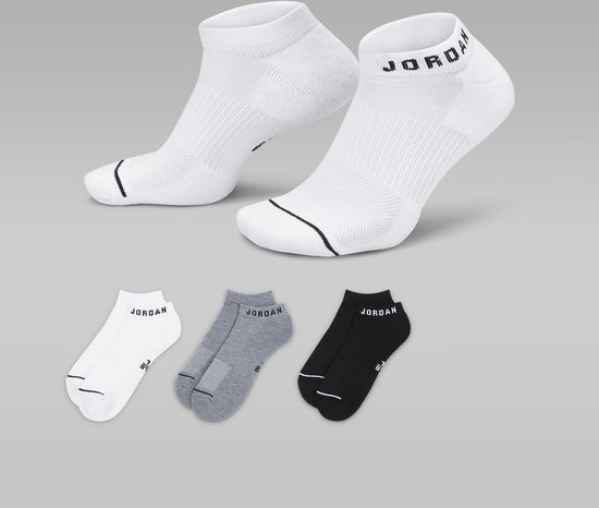 Nike Jordan No Show Socks Multicolor - 3-Pack - Enkelsokken - Zwart/Wit/Grijs - 46-50