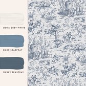 Laura Ashley Vliesbehang | Toile de Jouy Dark Seaspray - Blauw