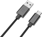 XtremeMac Premium Braided USB-C naar USB-A Kabel - 2,5 Meter - Zwart