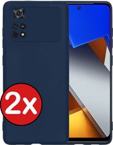 Hoesje Geschikt voor Xiaomi Poco M4 Pro 4G Hoesje Siliconen Case Hoes - Hoes Geschikt voor Xiaomi Poco M4 Pro 4G Hoes Cover Case - Donkerblauw - 2 PACK