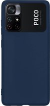 Hoesje Geschikt voor Xiaomi Poco M4 Pro 5G Hoesje Siliconen Cover Case - Hoes Geschikt voor Xiaomi Poco M4 Pro 5G Hoes Back Case - Donkerblauw