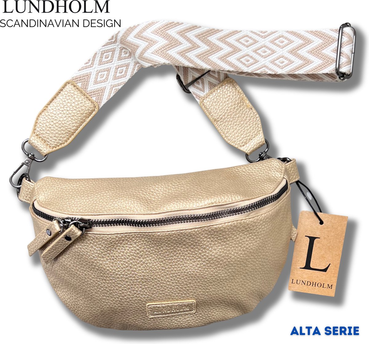 Lundholm heuptasje dames festival goud - bag strap tassenriem met schouderband voor tas - cadeau voor vriendin | Scandinavisch design - Alta serie - crossbody tas dames Goud