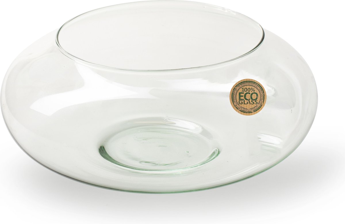 Jodeco Bloemenvaas Float - helder transparant - eco glas - 25 x 10 cm - bol vaas/lage schaal